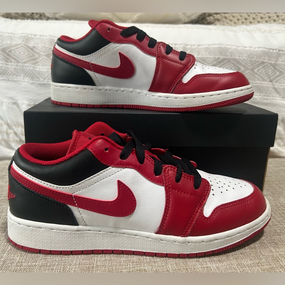 Youth Air Jordan 1 Lows. Black/Red/White